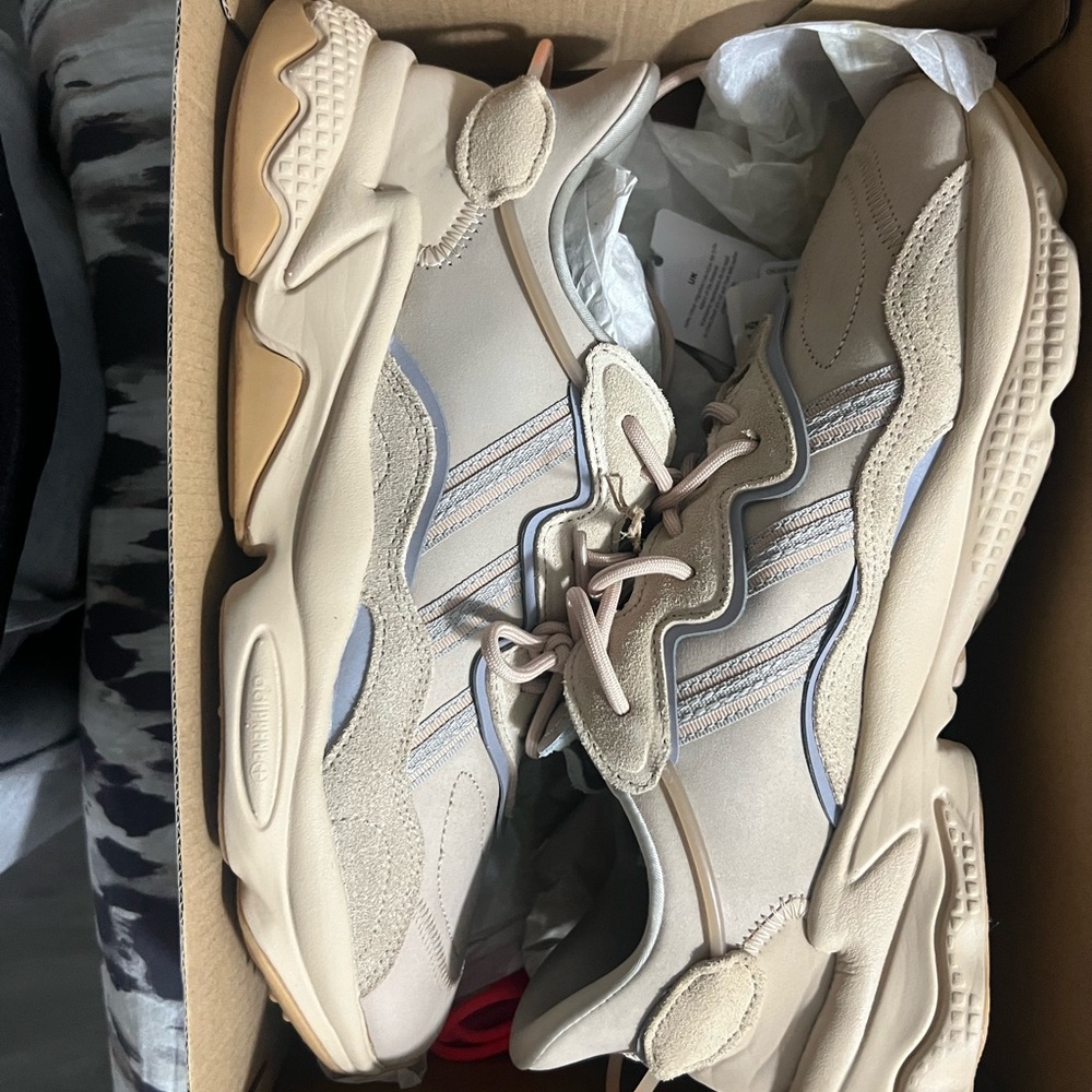 Adidas Beige Sneakers with Stripes